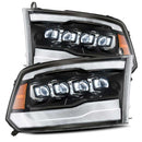 AlphaRex 09-18 Dodge Ram 1500HD NOVA LED Projector Headlights Plank Style Design Gloss Black w/DRL-1