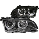 ANZO 1999-2001 BMW 3 Series E46 Projector Headlights w/ Halo Black-1