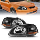 ANZO 1996-1998 Honda Civic Crystal Headlights Black-1