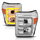ANZO 11-16 Ford F-250/F-350/F-450 Projector Headlights w/ Plank Style Switchback Chrome w/Amber-5