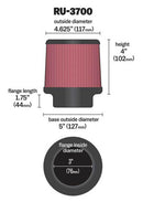 K&N Universal Rubber Filter Round Tapered 4.625in Top OD x 5in Base OD x 4in H-1