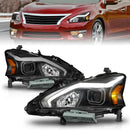 ANZO 13-15 Nissan Altima (w/o Factory HID Bulbs) Projector Headlights - w/ Light Bar Black Housing-1