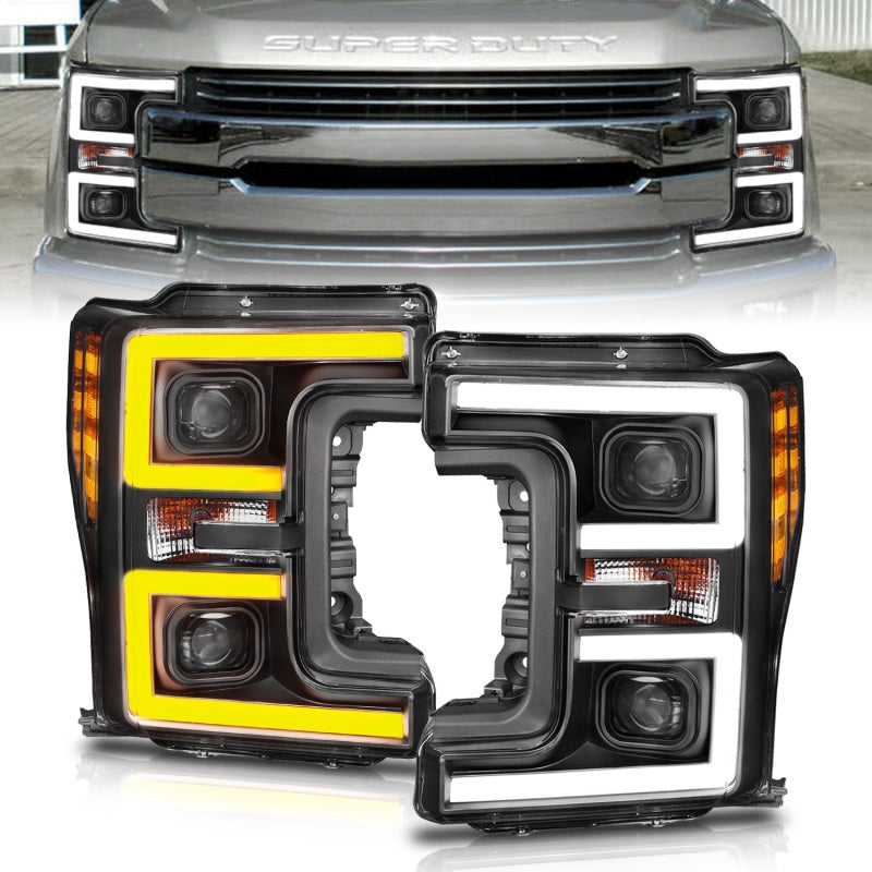 ANZO LED Headlights 17-18 Ford F-250 Super Duty Plank-Style L.E.D. Headlight Black (Pair) - 0