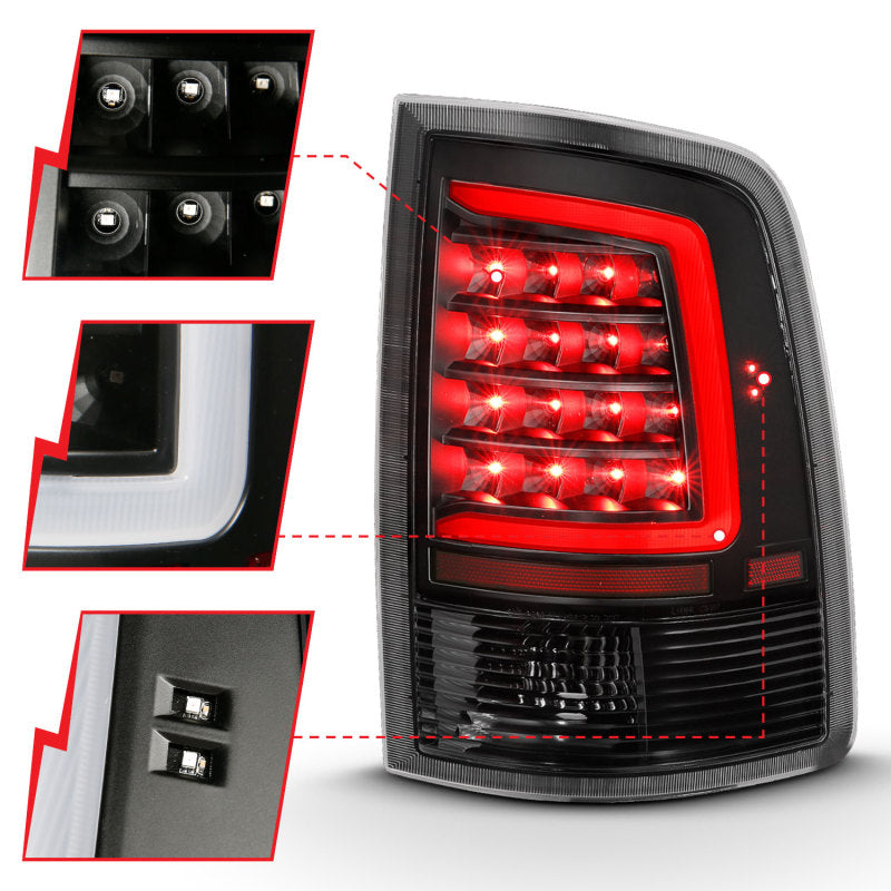 ANZO 2009-2018 Dodge Ram 1500 LED Taillight Plank Style Black w/Clear Lens - 0