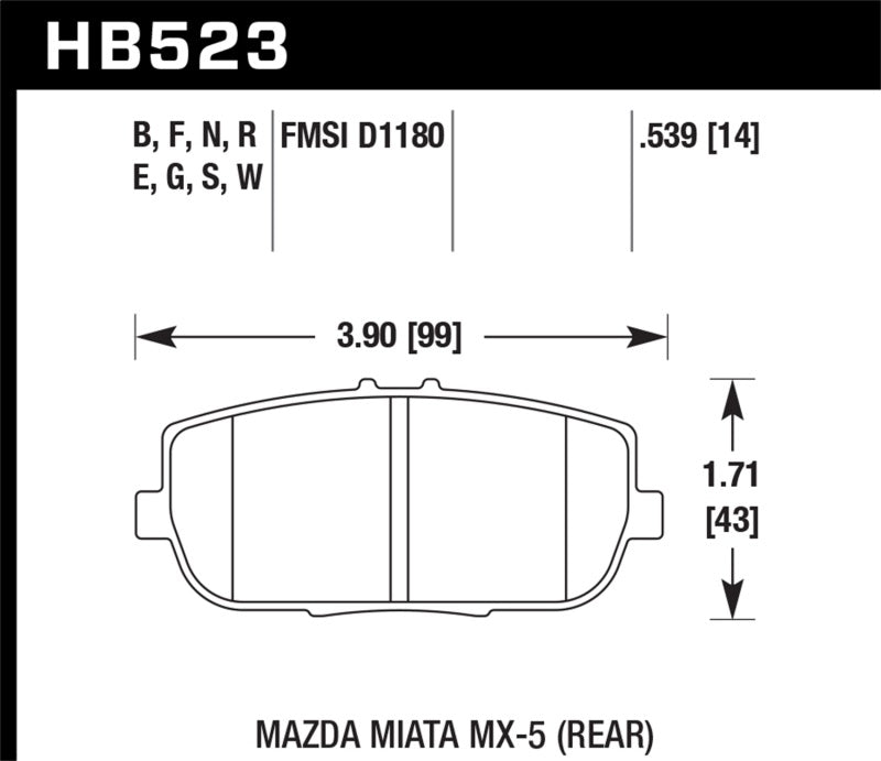 Hawk 2006-2006 Mazda MX-5 Miata Club Spec HPS 5.0 Rear Brake Pads - 0