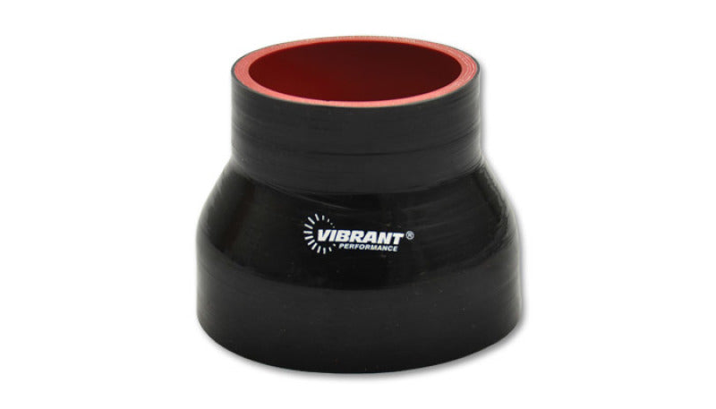 Vibrant 4 Ply Reinforced Silicone Transition Connector - 3in I.D. x 3.25in I.D. x 3in long (BLACK) - 0