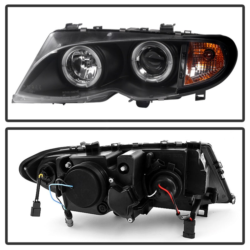 Spyder BMW E46 3-Series 02-05 4DR Projector Headlights 1PC LED Halo Blk PRO-YD-BMWE4602-4D-AM-BK