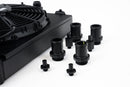CSF Universal Half Radiator w/-16AN & Slip-On Fittings/12in SPAL Fan & Shroud - Black Finish-2