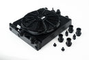 CSF Universal Half Radiator w/-16AN & Slip-On Fittings/12in SPAL Fan & Shroud - Black Finish-6