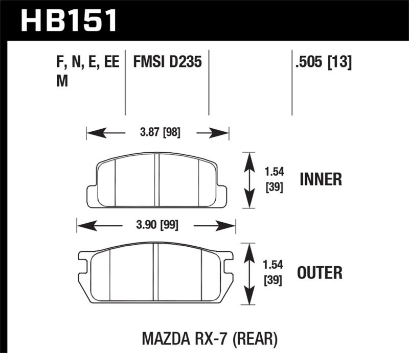 Hawk 81-85 Mazda RX-7 Blue 9012 Rear Race Brake Pads - 0