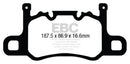 EBC 13-15 Porsche 911 (991) (Cast Iron Rotor only) 3.8 GT3 Yellowstuff Rear Brake Pads-1