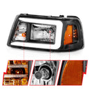 ANZO 2001-2011 Ford Ranger Crystal Headlights w/ Light Bar Black Housing-2