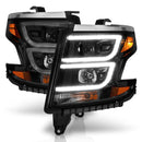 ANZO 2015-2020 Chevy Tahoe Projector Headlights Plank Style Black w/DRL-3