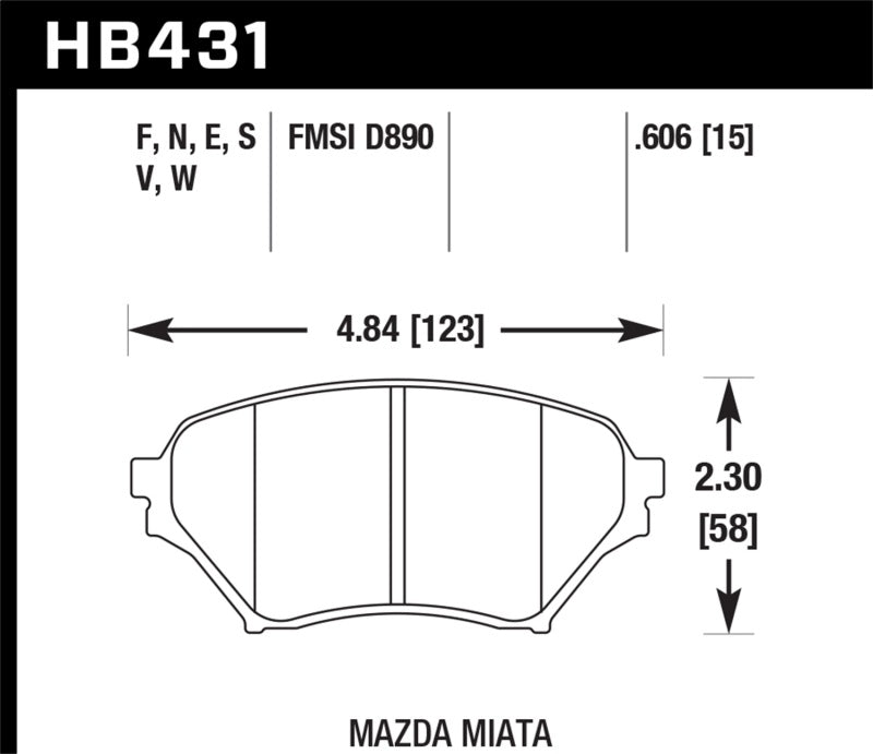 Hawk 01-05 Miata w/ Sport Suspension HPS  Street Front Brake Pads D890 - 0