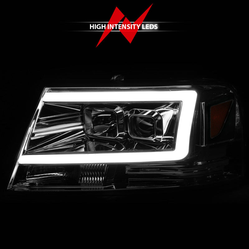 ANZO 2004-2008 Ford  F-150 Projector Headlights w/ Light Bar Chrome Housing - 0