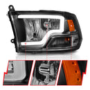 ANZO 2009-2018 Dodge Ram 1500 Crystal Headlights w/ Light Bar Black Housing-3