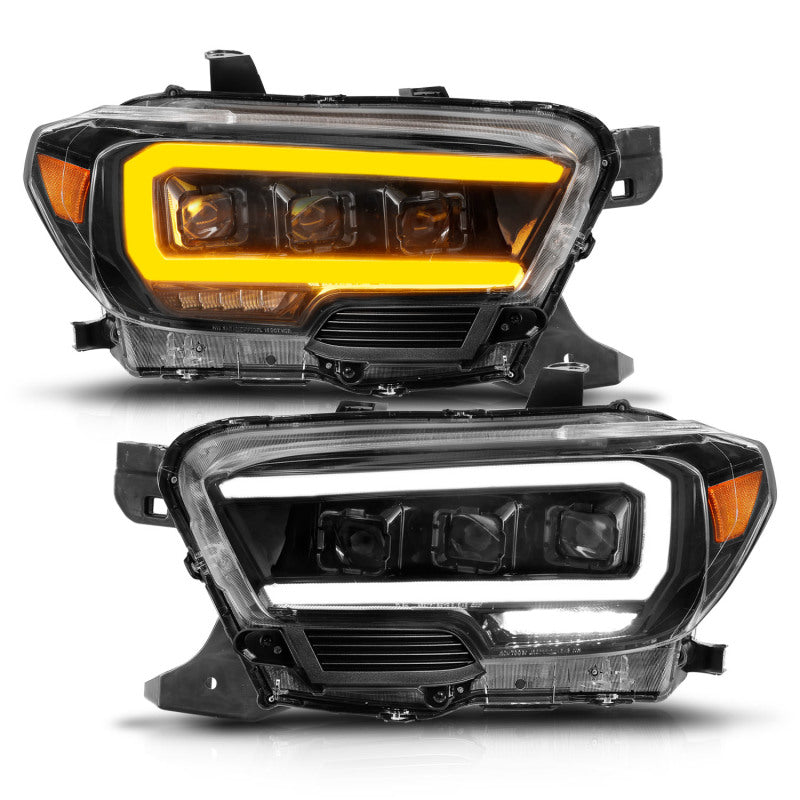 ANZO 16-22 Toyota Tacoma LED Projector Headlights w/ Light Bar Sequential Black Housing w/Initiation - 0