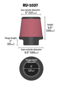 K&N Universal Clamp-On Air Filter 5in FLG / 6-1/2in B / 5in T / 6-1/2in H-4