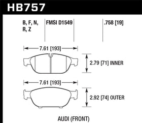 Hawk Audi 2013 A5 Quattro / 12-16 A6 Quattro/A7 Quattro/A8 Quattro HPS 5.0 Front Brake Pads - 0