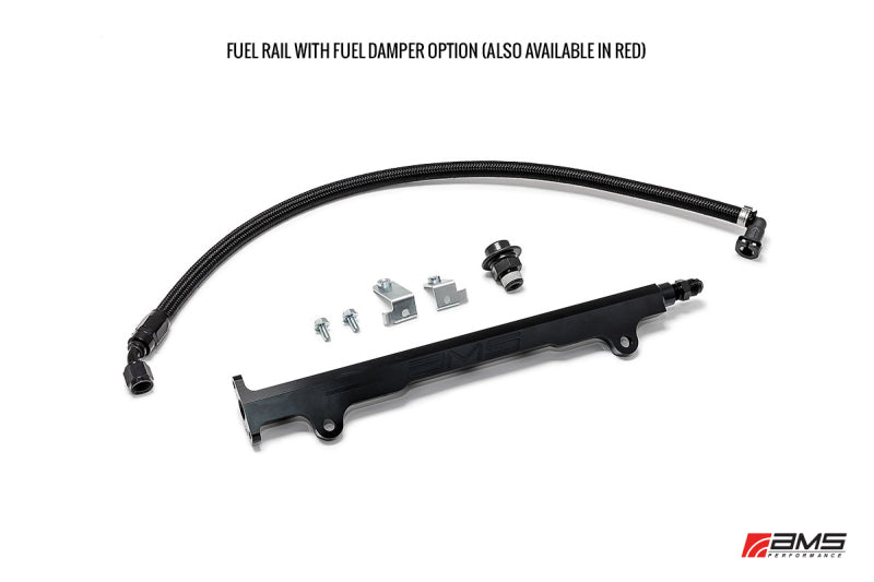 AMS Performance 08-15 Mitsubishi EVO X CNC Machined Aluminum Fuel Rail w/Pulsation Dampener - Black - 0