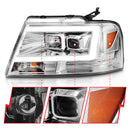ANZO 2004-2008 Ford  F-150 Projector Headlights w/ Light Bar Chrome Housing-3