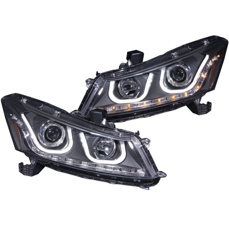 ANZO 2008-2012 Honda Accord Projector Headlights w/ U-Bar Black - 0