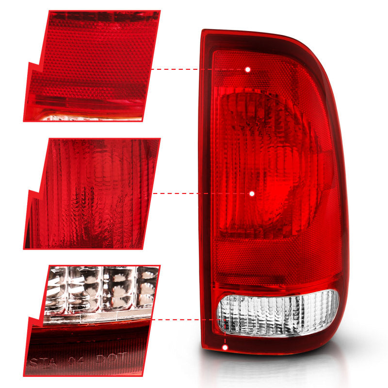 ANZO 1997-2003 Ford F-150 Taillight Red/Clear Lens (OE Replacement) - 0