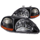 ANZO 1996-1998 Honda Civic Crystal Headlights Black-2