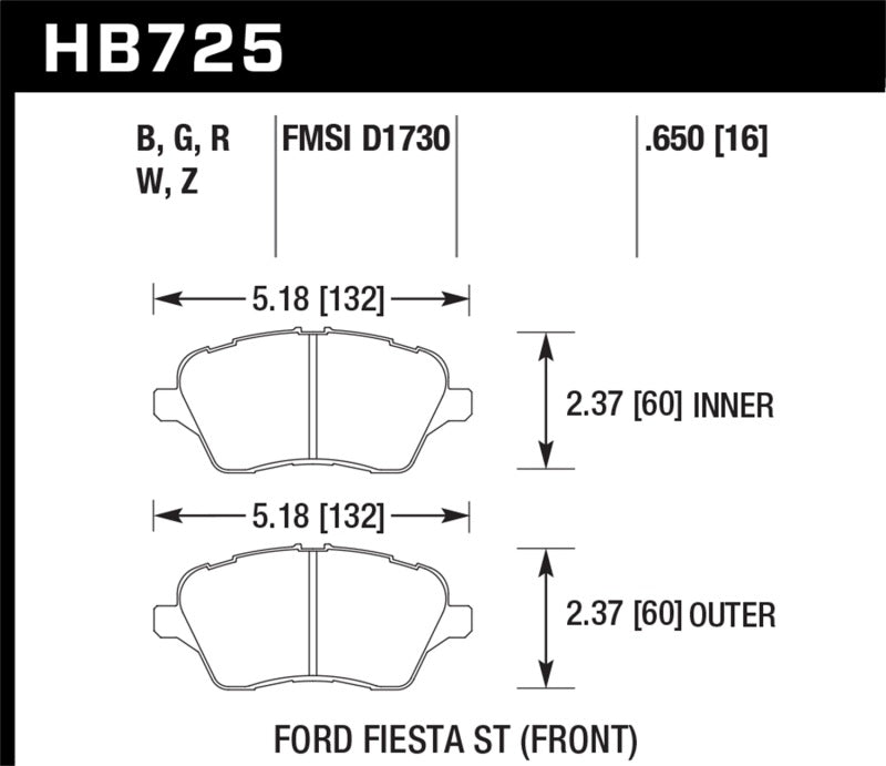 Hawk 14-16 Ford Fiesta ST HP+ Street Front Brake Pads - 0