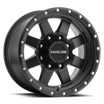 Raceline 935B Defender 17x9in / 8x165.1 BP / -12mm Offset / 130.81mm Bore - Satin Black Wheel