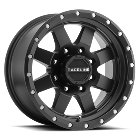 Raceline 935B Defender 18x9in / 6x139.7 BP / -12mm Offset / 107.95mm Bore - Satin Black Wheel