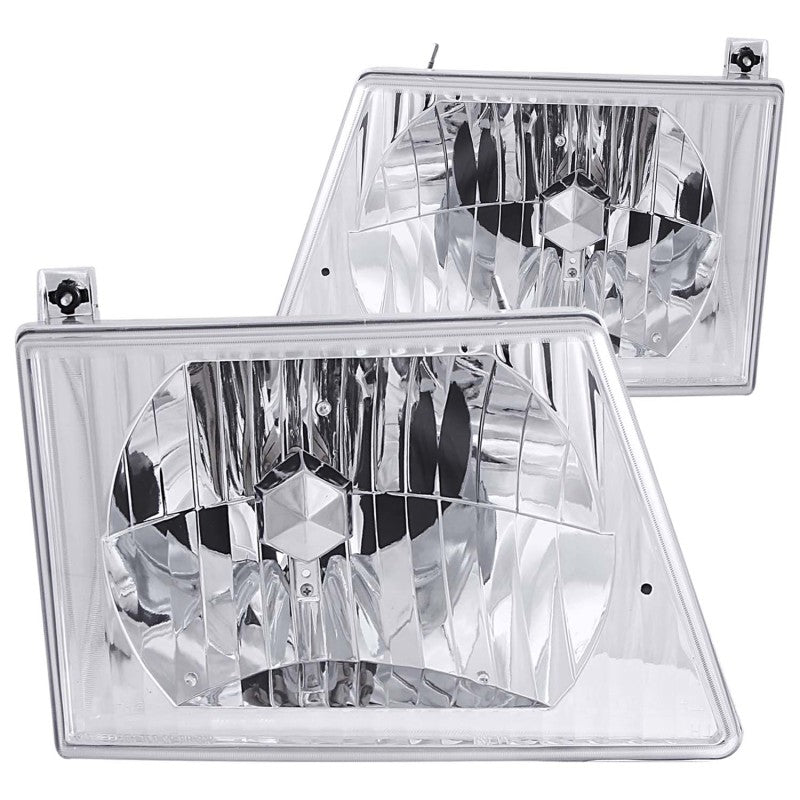 ANZO 1992-2006 Ford Econoline Crystal Headlights Chrome - 0