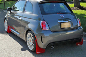 Rally Armor 12-18 Fiat 500 Red Mud Flap w/White Logo - 0