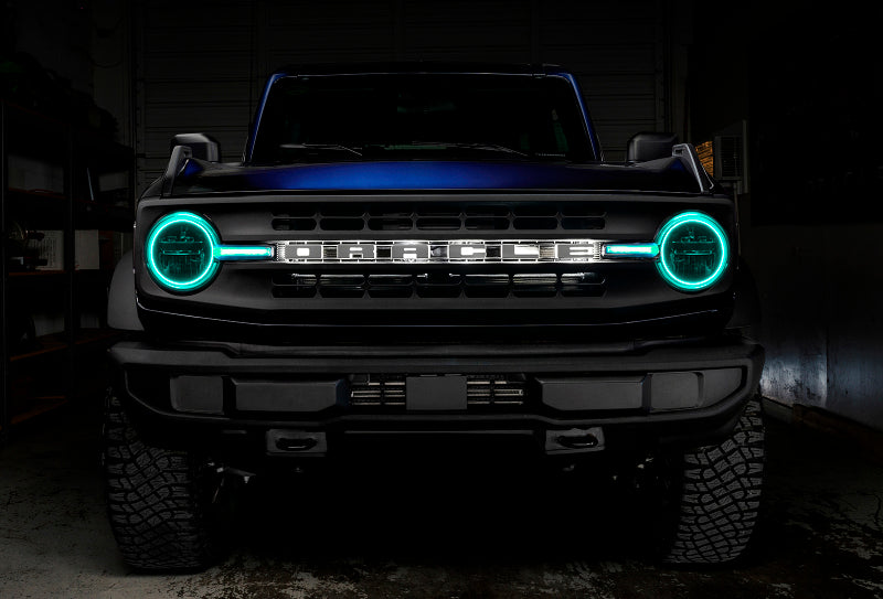 Oracle 21-22 Ford Bronco Headlight Halo Kit w/DRL Bar - Base Headlights ColorSHIFT -w/RF Controller - 0