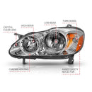 ANZO 2005-2008 Toyota Corolla Crystal Headlight Chrome Amber-11