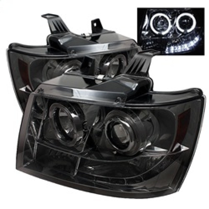 Spyder Chevy Suburban 1500 07-14 Projector Headlights LED Halo LED Smke PRO-YD-CSUB07-HL-SM - 0