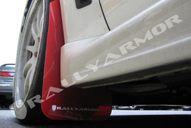 Rally Armor 08-17 Mitsubishi EVO X Red UR Mud Flap w/ White Logo - 0
