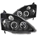 ANZO 2002-2004 Honda Civic Projector Headlights w/ Halo Black-1