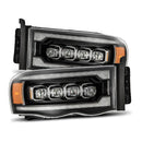 AlphaRex 02-05 Dodge Ram 1500 NOVA LED Proj Headlights Plank Style Blk w/Activ Light/Seq Signal-1