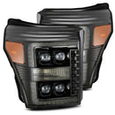 AlphaRex 11-16 Ford F-350 SD NOVA LED Proj Headlights Plank Style Alpha Blk w/Activ Light/Seq Signal-1