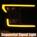 AlphaRex 18-19 Ford F-150 NOVA LED Projector Headlights Plank Style Chrome w/ActivLight/Seq Signal-1