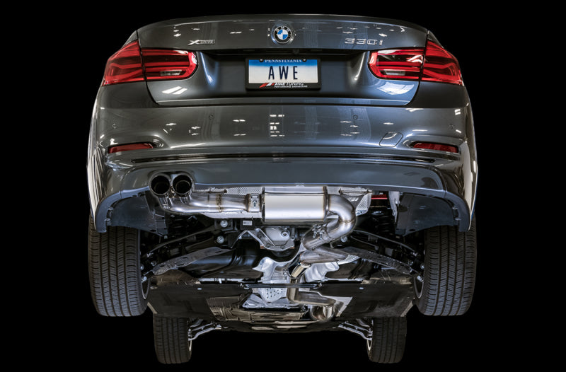 AWE Tuning BMW F3X 28i / 30i Touring Edition Axle-Back Exhaust Single Side - 80mm Silver Tips - 0