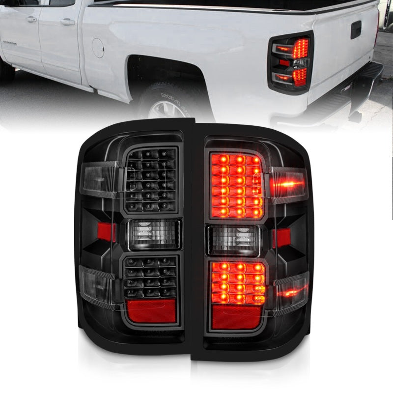 ANZO 15-19 Chevy Silverado 2500HD/3500HD (Factory Halogen Only) LED Tail Lights Black w/Clear Lens - 0