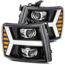 AlphaRex 07-13 Chevy 1500HD PRO-Series Proj Headlight Plank Style Gloss Blk w/Activ Light/Seq Signal-2