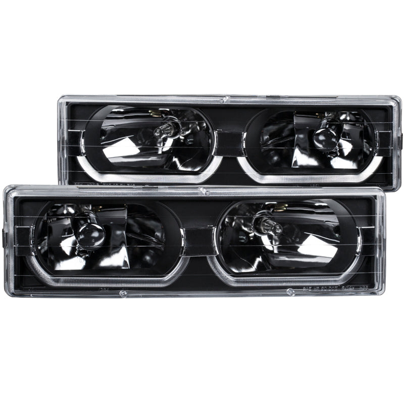 ANZO 1988-1998 Chevrolet C1500 Crystal Headlights Black w/ Low - Brow - 0