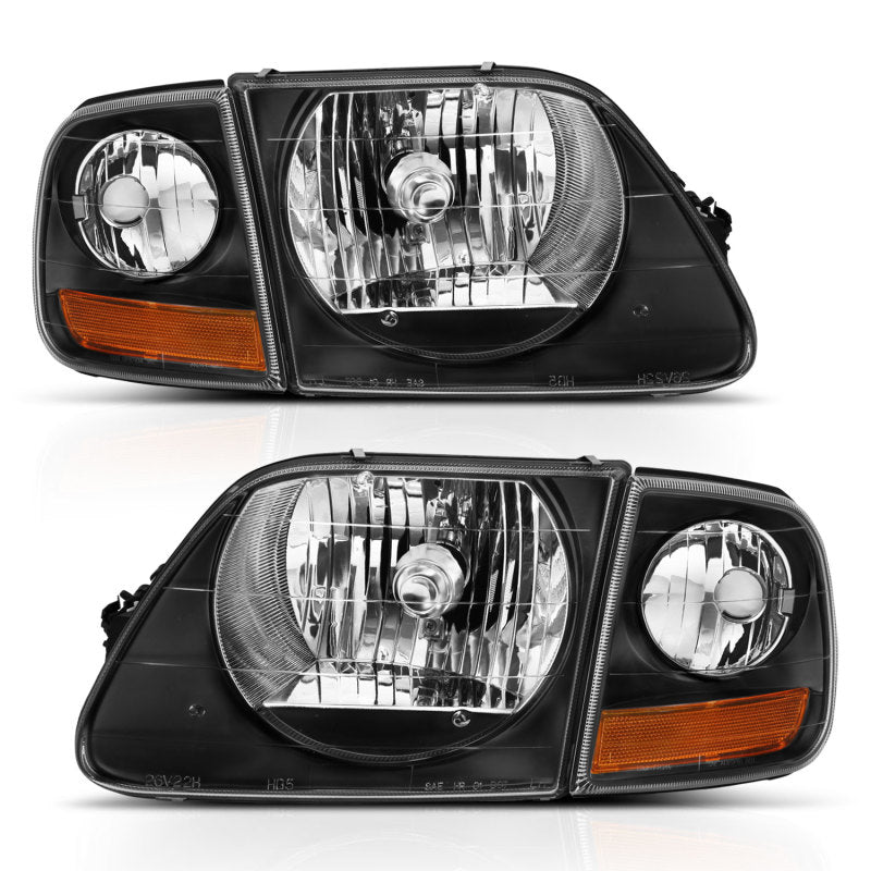 ANZO 1997-2003 Ford F150 Crystal Headlight Black w/ Parking Light - 0