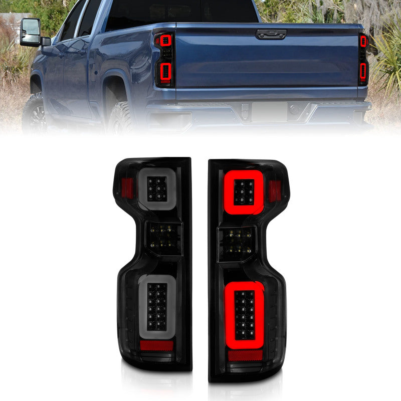 Anzo 19-21 Chevy Silverado Full LED Tailights Black Housing Smoke Lens G2 (w/C Light Bars) - 0