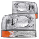 ANZO 2000-2004 Ford Excursion Crystal Headlights Chrome w/ Corner Lights 2pc-2