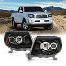 ANZO 2005-2011 Toyota Tacoma Projector Headlights w/ Halo Black-1