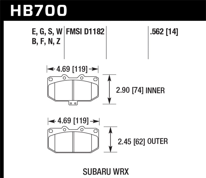 Hawk 2006-2007 Subaru Impreza WRX HPS 5.0 Front Brake Pads - 0